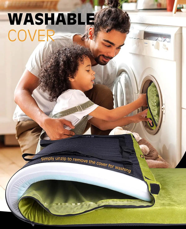 Thick Memory Foam Camping Mattress Sleeping Pad [Car/Tent/Cot] 3 Inch Portable Floor Mat Roll Up for Guests Kids Adult Sleepover