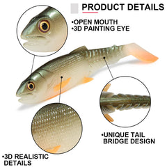 Spinpoler Predator Soft Fishing Lure Swimbait Paddle Tail Silicone Cannibal Artificial Bait Open Mouth Jig Head Bass Sea Wobbler