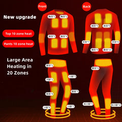 Winter Heated Underwear Set USB Battery Powered Smart Phone APP Control Temperature Motorcycle Jacket Suit Ski Thermal Suit