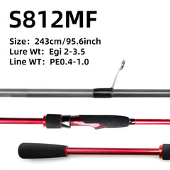 FISHINGFANS Squid Lure Egi Rod 832M/ML Squid Size high carbon Egging fishing rod Rod Spinning Rod light carbon egging rod