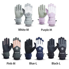 WRELS Winter Unisex Snowboard Ski Gloves PU Leather Non-slip Touch Screen Waterproof Motorcycle Cycling Fleece Warm Snow Gloves