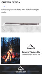 Widesea Camping Titanium Tea Cup Clip Outdoor Ultralight Steak Lid Barbecue Antiscalding Tea Tweezer Tableware Toast Tongs