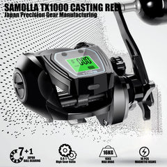 SAMOLLA Large Deep Sea Electronic Fishing Reel Baitcasting Saltwater Waterproof 6.4:1 16KG Drag Catfishing Trolling Metal Base