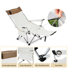 Niceway Foldable Chair Camping Portable Outdoor Single Lazy Chair Backrest Cushion
