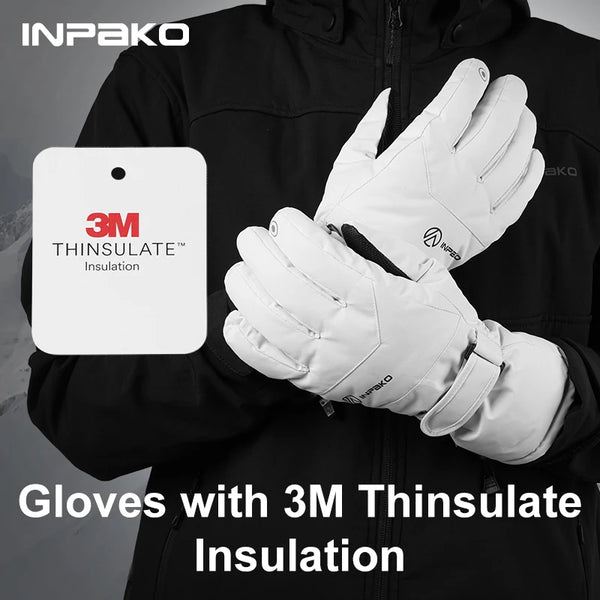 INPAKO thickened men's and women's professional ski gloves windproof winter warm snow gloves snowmobile five-finger gloves