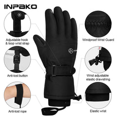 INPAKO thickened men's and women's professional ski gloves windproof winter warm snow gloves snowmobile five-finger gloves