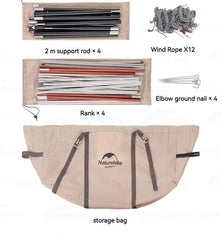 Naturehike Tent CLOUD BOAT 4 Rods Camping Tent 20㎡ Lobby 150D Windproof Rainproof Tunnel Tent With Camp Outdoor Family Tent