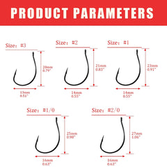 QualyQualy 20pcs Dropshot Hooks #3 #2 #1 #1/0 #2/0 Carbon Steel Barbed Hook For Soft Lures Freshwater Sea Fishing Wacky Hooks