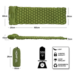 Outdoor Sleeping Pad Camping Inflatable Mattress with Pillows Travel Mat Folding Bed Ultralight Air Cushion Hiking Trekking