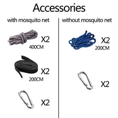 Camping Hammock with Mosquito Net Outdoor Furniture 1-2 Person Portable Hanging Bed Strength Parachute Fabric Sleep Swing