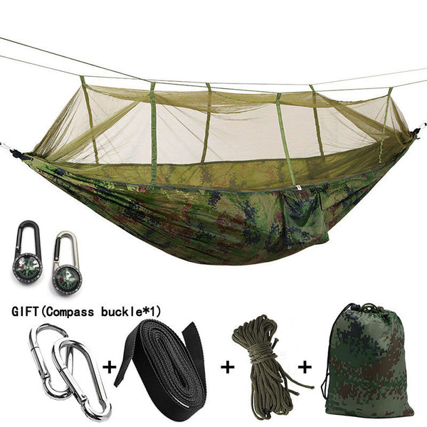 Camping Hammock with Mosquito Net Outdoor Furniture 1-2 Person Portable Hanging Bed Strength Parachute Fabric Sleep Swing