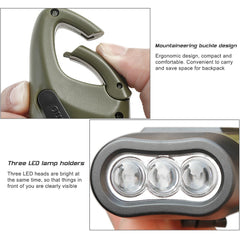 Portable Solar Powered Flashlight Outdoor Hiking Camping Light Hand Cranked Trekking Emergency Light LED Torch Rechargeable Lamp