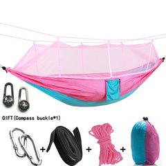 Camping Hammock with Mosquito Net Outdoor Furniture 1-2 Person Portable Hanging Bed Strength Parachute Fabric Sleep Swing