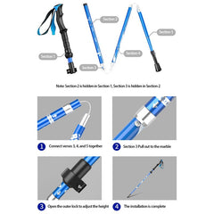 BSWOLF Trekking Poles 2PC Collapsible Lightweight Hiking Poles Adjustable Hiking Poles for Hiking Camping Mountaining Trekking