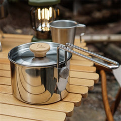 Stainless Steel Kettle Outdoor Camping Pot Teapot Portable Trekking Cooking Tool Travel Hiking Cookware Equipment
