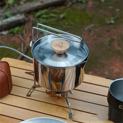 Stainless Steel Kettle Outdoor Camping Pot Teapot Portable Trekking Cooking Tool Travel Hiking Cookware Equipment