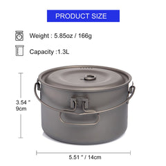 Widesea Camping Tableware Titanium Cookware set tourism cauldron Outdoor Cooking Pot Picnic Kitchen Hiking Trekking