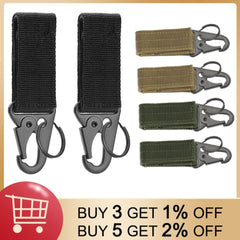 2pcs Tactical Hanging Buckle Molle Nylon Webbing Belt Triangle Buckle Outdoor Climbing Tool Accessory Carabiner Keychain