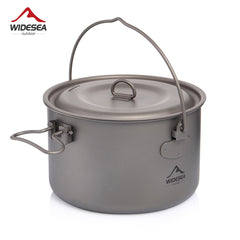 Widesea Camping Titanium Hanging Pot Cookware Set Outdoor Tableware Tourism Cauldron Cooking Pot Picnic Kitchen Hiking Trekking